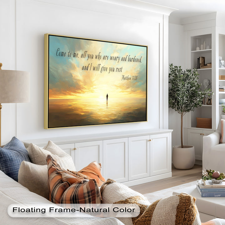 Matthew 11:28 – Rest in Christ Bible Verse Oil Painting