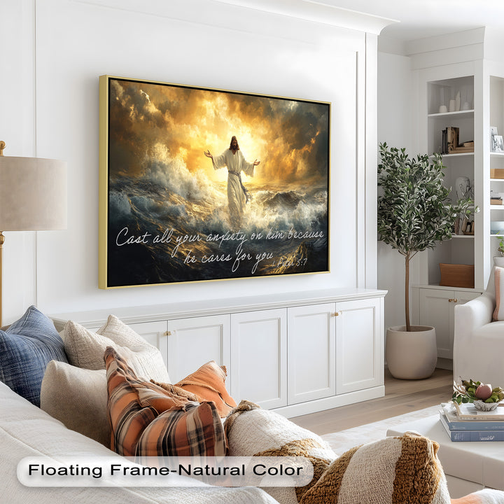 1 Peter 5:7 – Trust in God Bible Verse Oil Painting