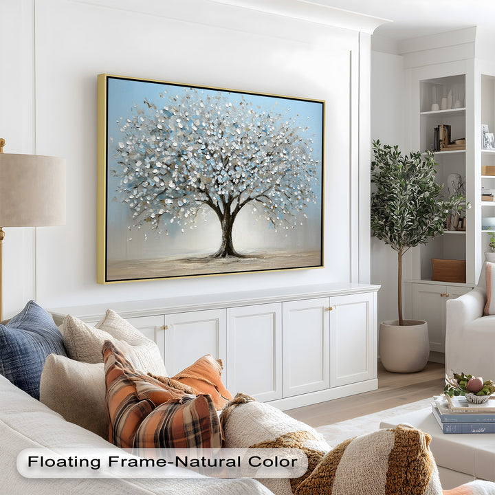 Snowflower Tree – Modern Framed Oil Painting