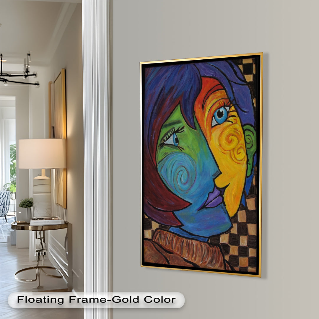 Dual Emotions – Vibrant Abstract Portrait Picasso Oil Painting