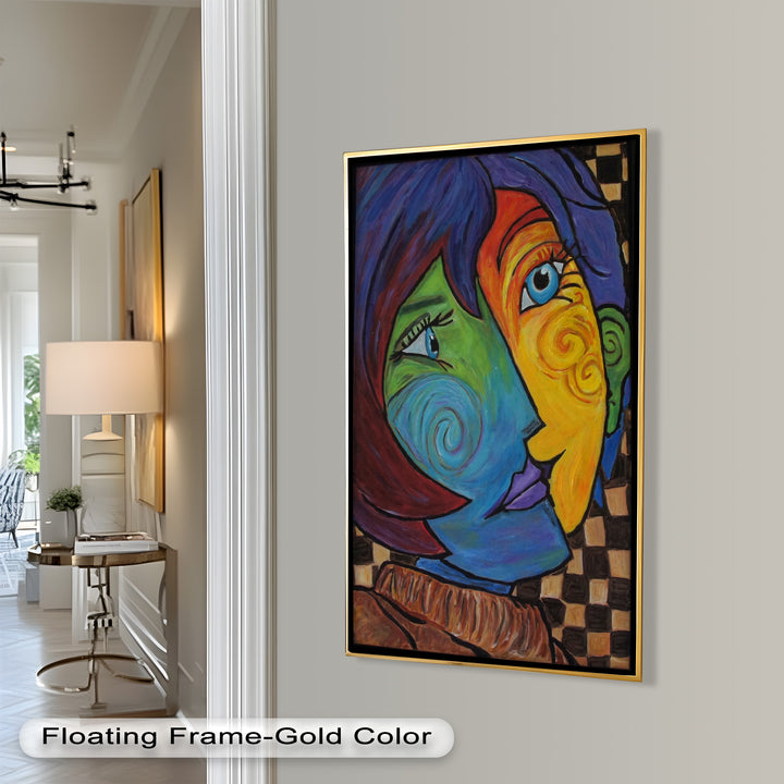 Dual Emotions – Vibrant Abstract Portrait Picasso Oil Painting