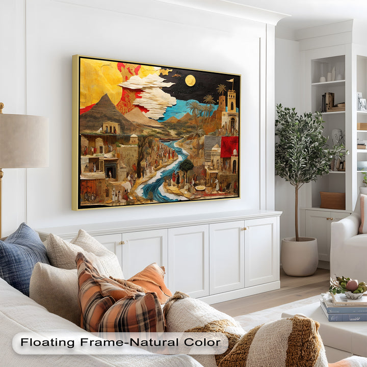 River of Time – Ancient Civilization Collage Picasso Oil Painting