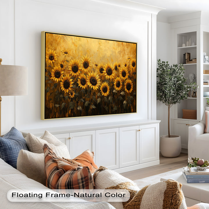 Golden Sunflower Field Wall Art – Floral Oil Painting