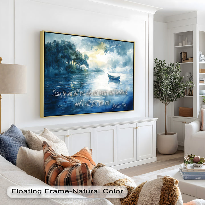 Matthew 11:28 – Find Rest in Christ Bible Verse Oil Painting