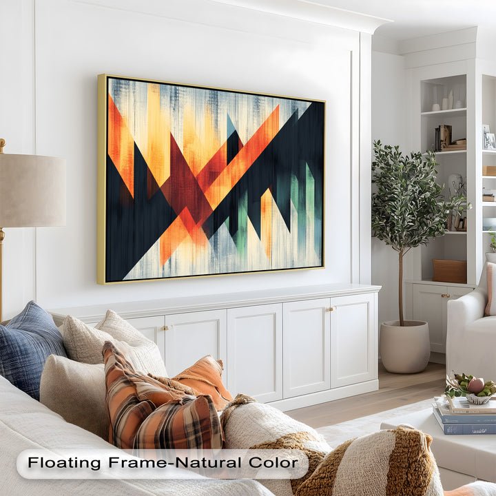 Modern Angular Lines – Bold Geometric Oil Painting