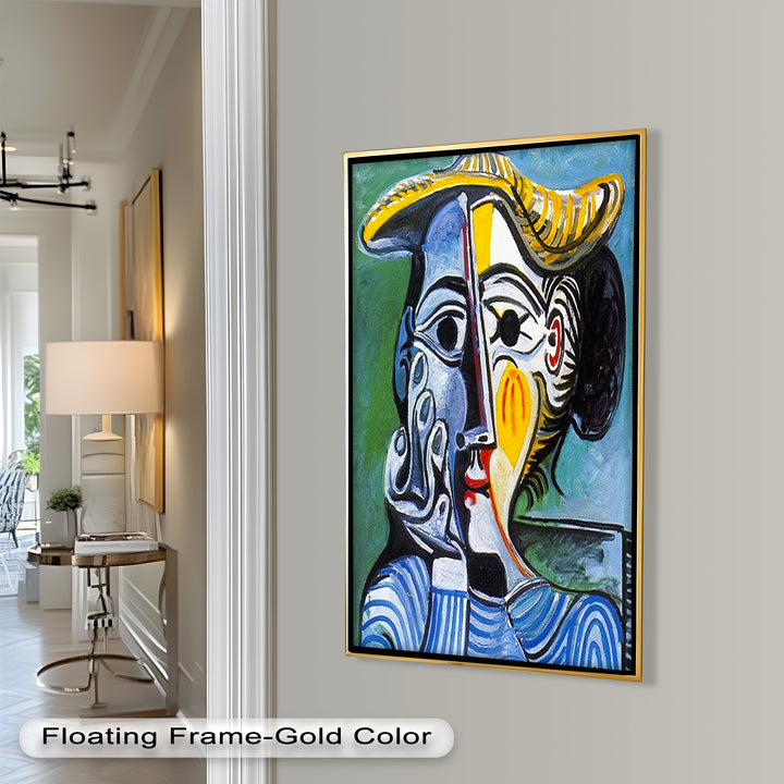 Striped Elegance – Picasso Cubist Portrait Oil Painting