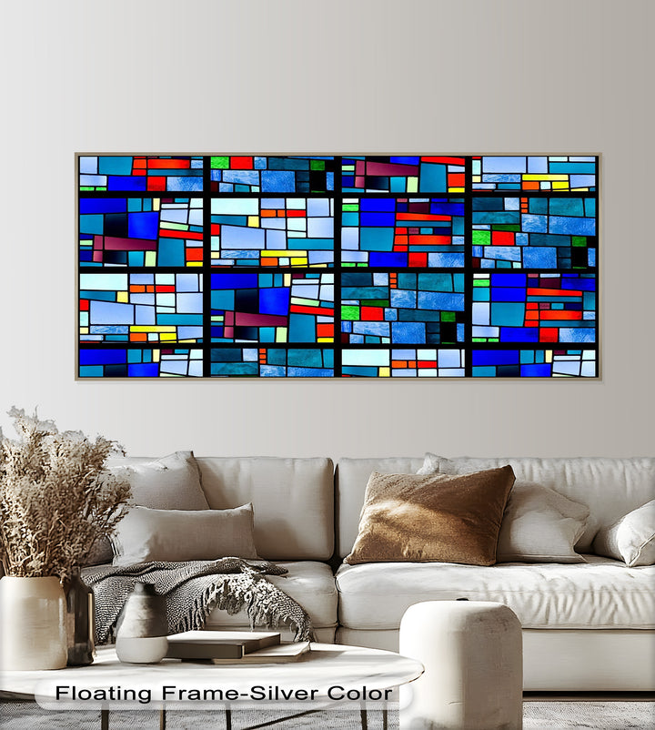 Farbblock-Mosaik-Look Wandkunst – Modernes abstraktes Ölgemälde