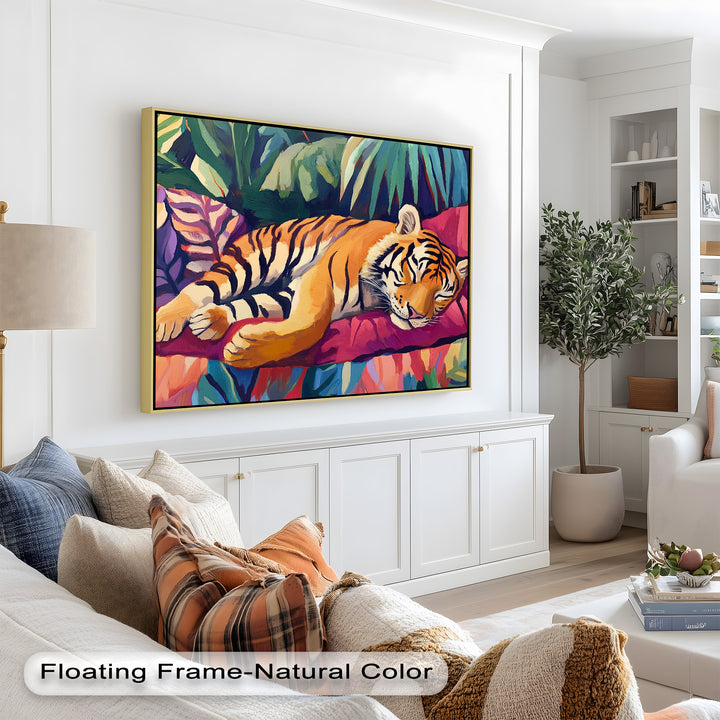 Resting Tiger Oil Painting – Fauvist Jungle Art