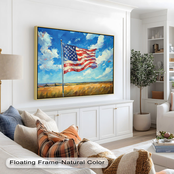 Amerikanische Flagge auf dem Land – Patriotisches Ölgemälde