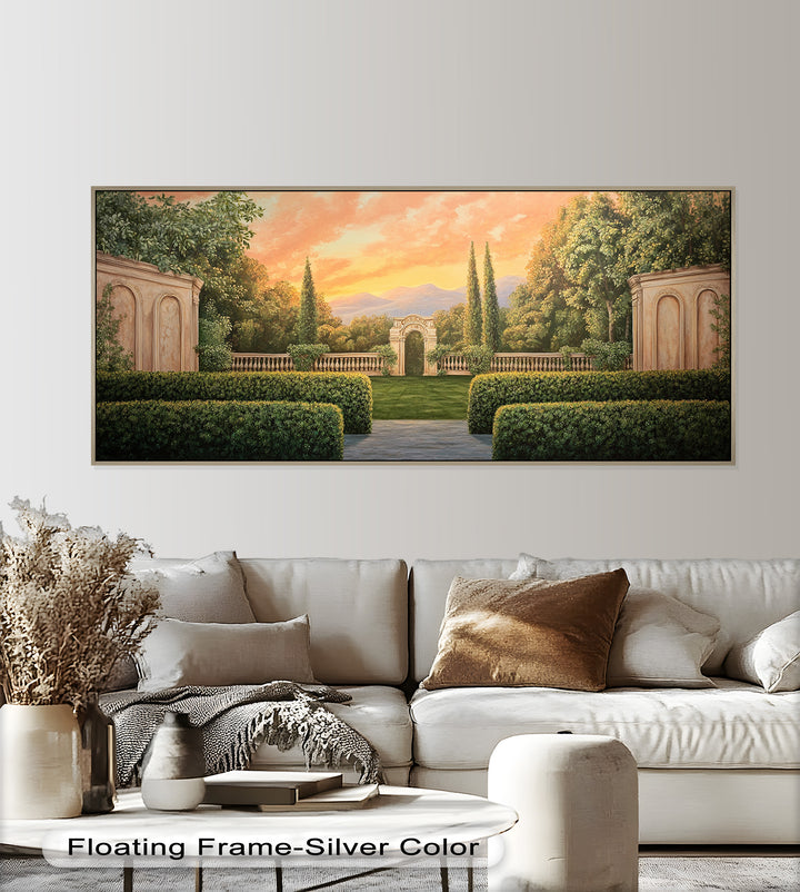 Sunset Garden Gateway – Classical Landscape Oil Painting
