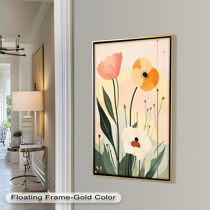 Sonnengeküsstes Trio – Minimalistisches florales Ölgemälde