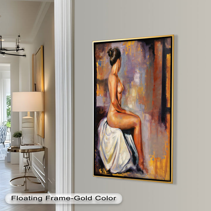 Poised in Silence – Figurative Nude Abstract Oil Painting