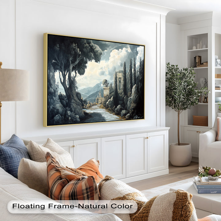 Ancient Pathway to the Temple – Dramatic Classical Landscape Oil Painting