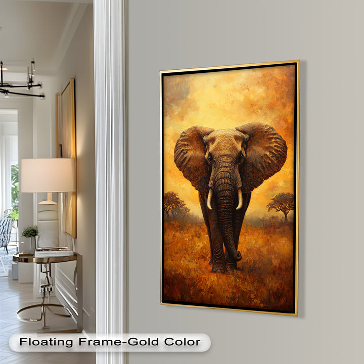 Majestic Elephant at Sunset – Wildlife Oil Painting