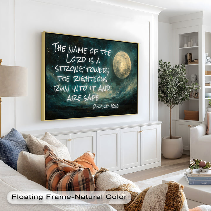 Proverbs 18:10 – Strong Tower Bible Verse Oil Painting