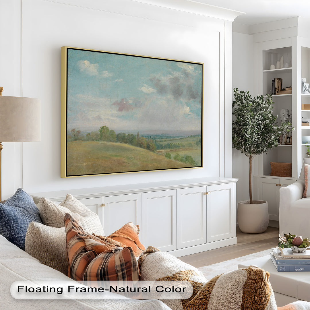 Vintage Landscape Framed Art – Rolling Hills Oil Painting