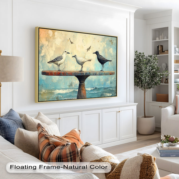 Surreal Birds on Pedestal – Animal Oil Painting