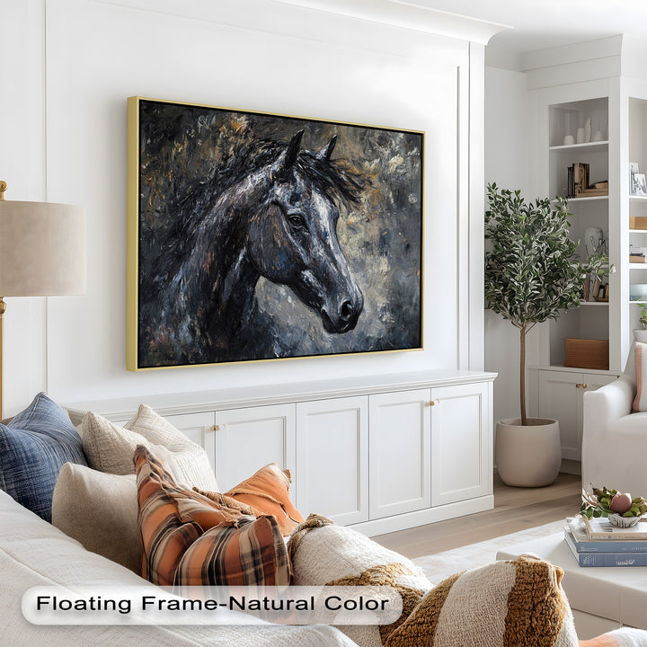 Black Horse Portrait - Animal Oil Painting