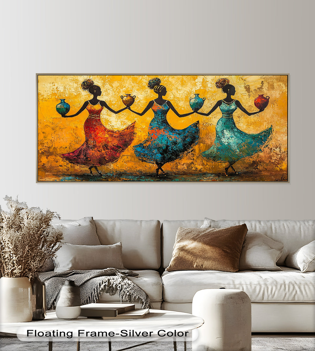 Perfect for vibrant interiors, this artwork blends abstract expression with cultural symbolism, creating a bold and joyful statement.