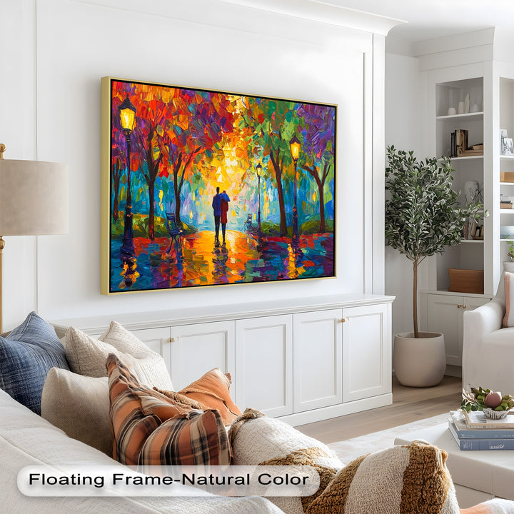 Autumn Radiance – Lovers Under the Colorful Canopy Love Oil Painting