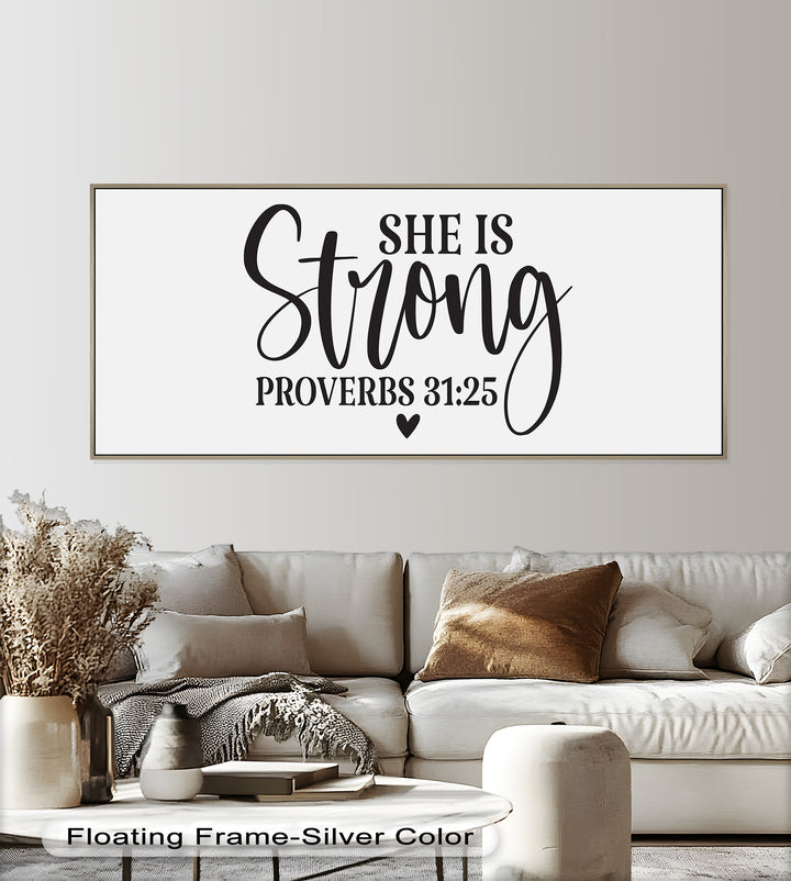 She Is Strong – Proverbs 31:25 Bible Verse Oil Painting