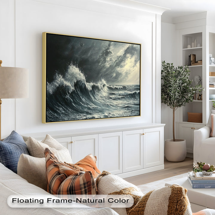 Ocean Wave Wall Art - Stormy Seascape Oil Painting