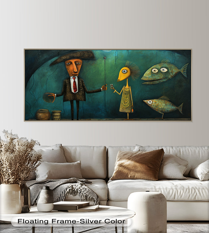 Underwater Toast – Whimsical Surrealist Picasso Oil Painting