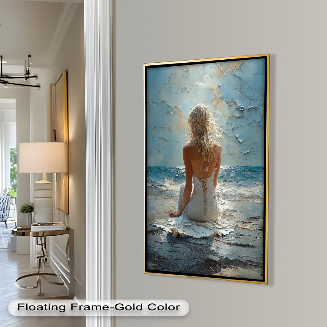 Whispers of the Tide – Serene Ocean Abstract Oil Painting