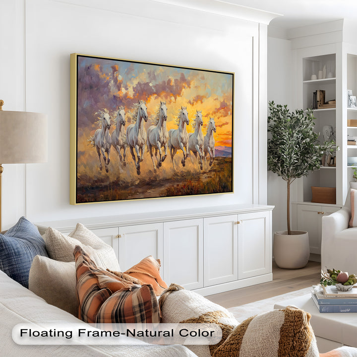 Run with the Sun – White Horses Oil Painting