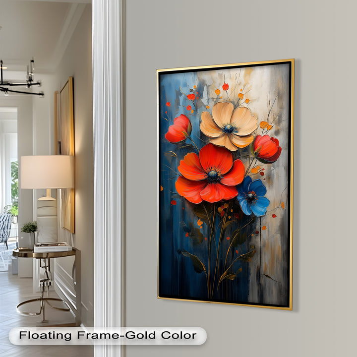 Colorburst Petals – Bold Poppy Bouquet Flower Oil Painting