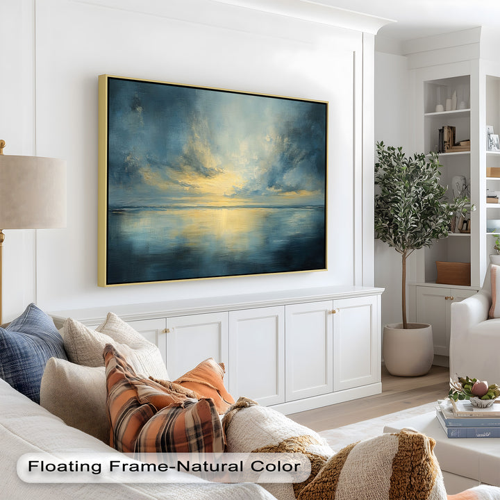 Coastal Wall Art - Sunset Reflection Seascape Oil Painting