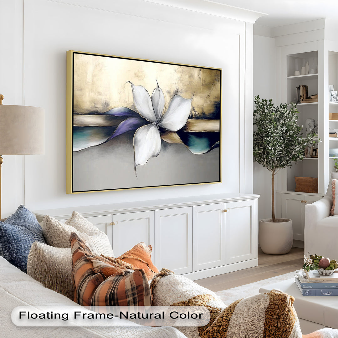 Weiße Blüte – Modernes florales Ölgemälde