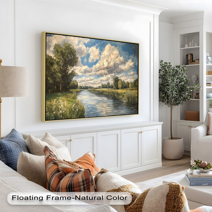 Ruhige Flusslandschaft – Moderne Natur-Ölgemälde
