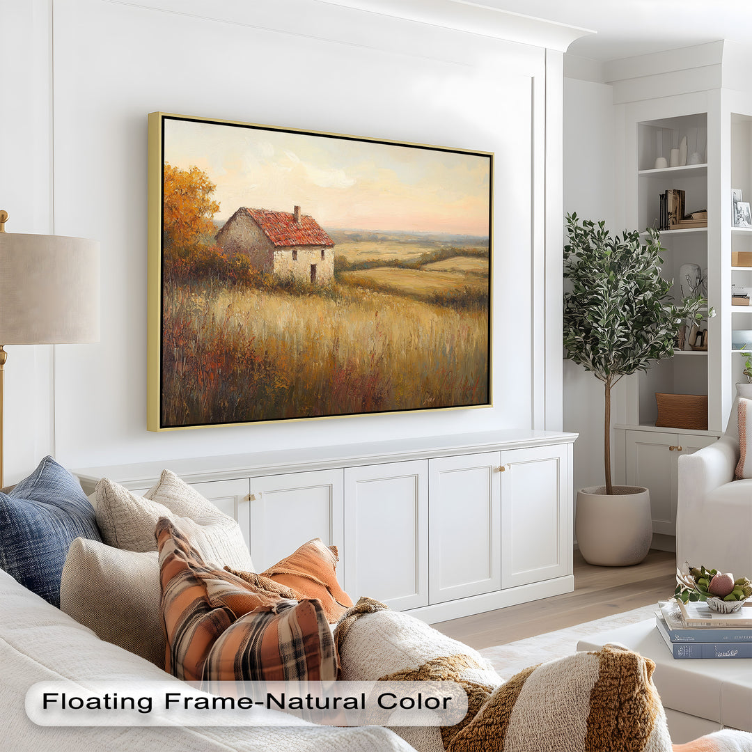 Rustikale Landhaus-Wandkunst – Golden Field Ölgemälde