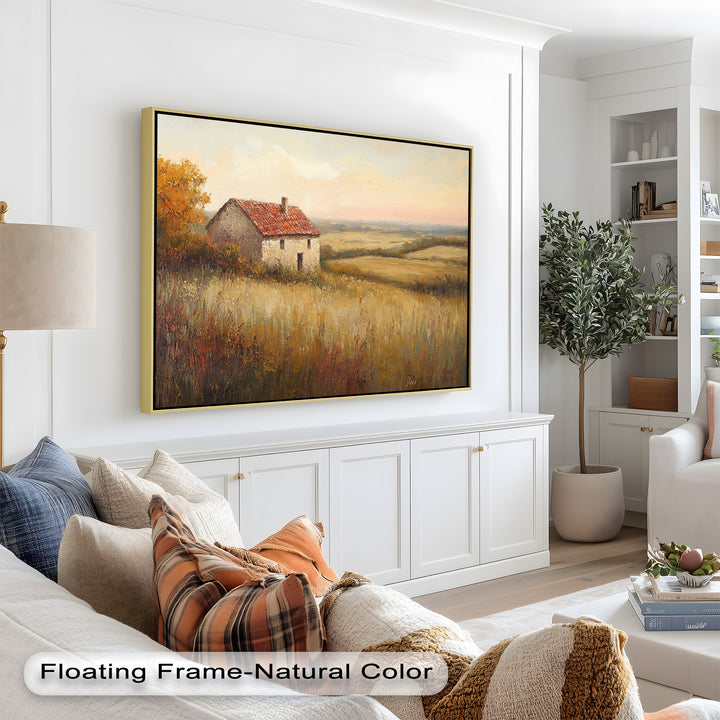 Rustikale Landhaus-Wandkunst – Golden Field Ölgemälde