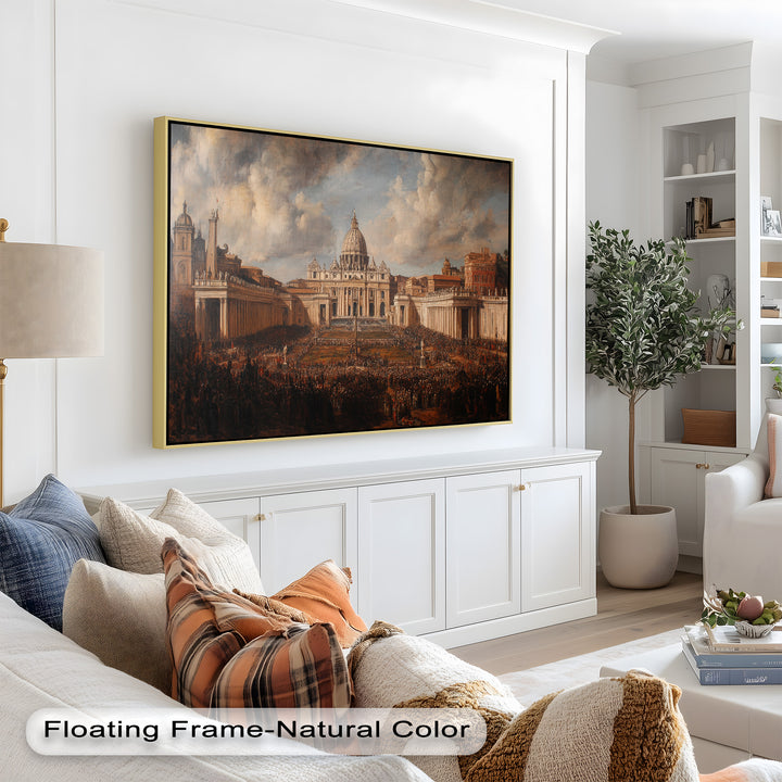 Prozession im Petersdom – Ölgemälde mit großartiger klassischer Architektur