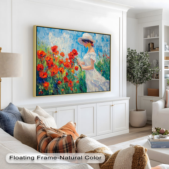 Lady Among Poppies – Impressionist Garden Stroll Oil Painting