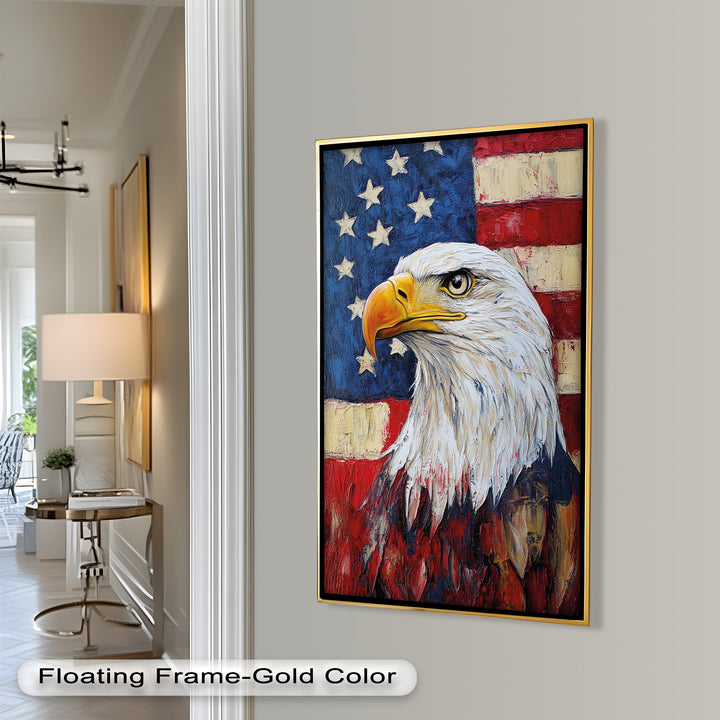 Amerikanischer Weißkopfseeadler Portrait - Patriotisches Ölgemälde