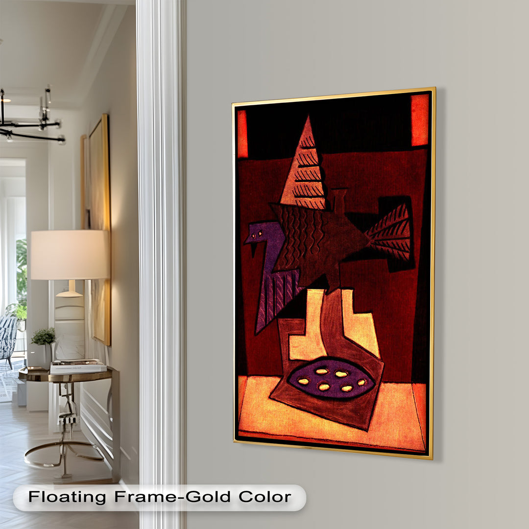 Geometric Bird Abstract Wall Art – Modern Cubist Oil Painting