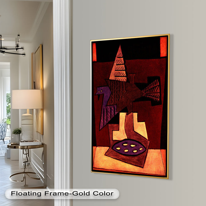 Geometric Bird Abstract Wall Art – Modern Cubist Oil Painting
