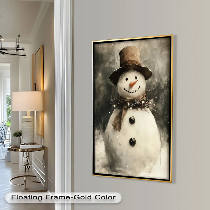 Frosty Cheer – Snowman in Winter Wonderland Oil Painting - MyPhotoStation