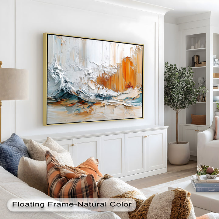 Elemental Surge – Abstract Ocean Cliff Oil Painting
