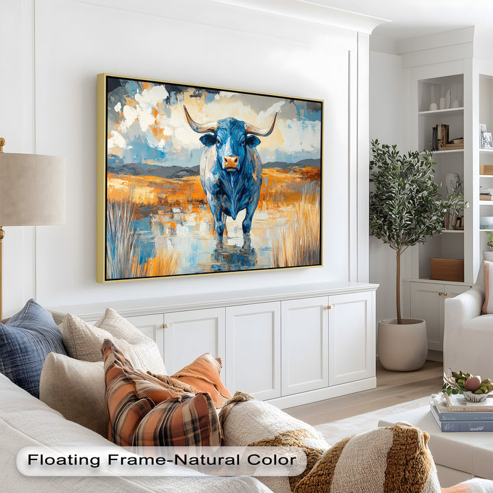Blue Desert Bull – Animal Oil Painting