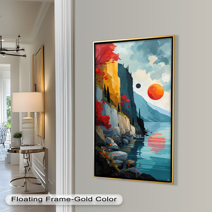 Celestial Cliffs – Surreal Coastal Landscape Picasso Oil Painting