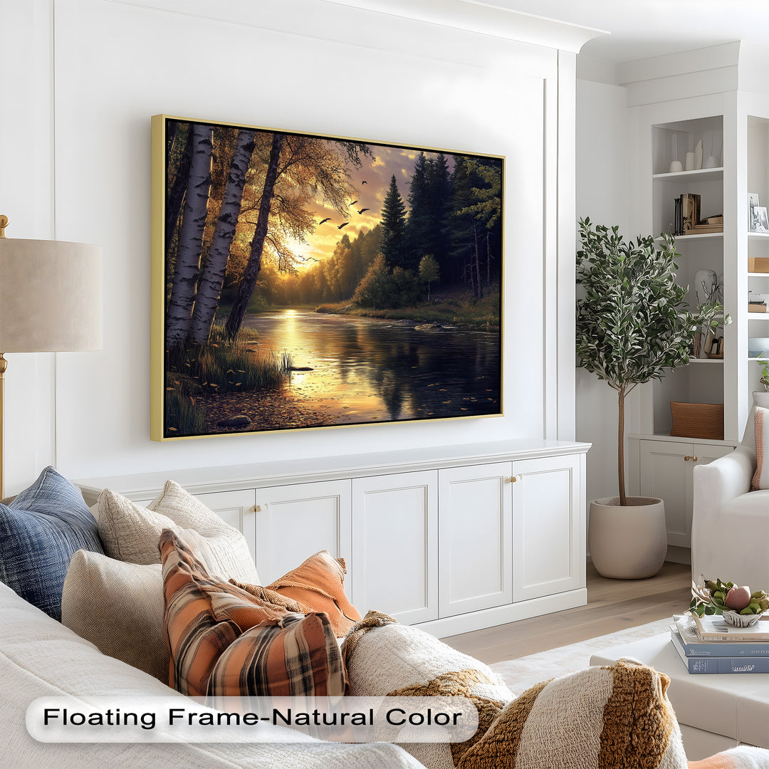 Sonnenuntergang Fluss Wandkunst - Landschaft Ölgemälde