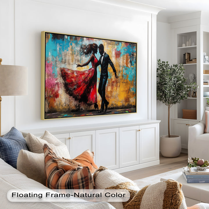 Whirl of Passion – Dancing Lovers in Red Love Oil Painting