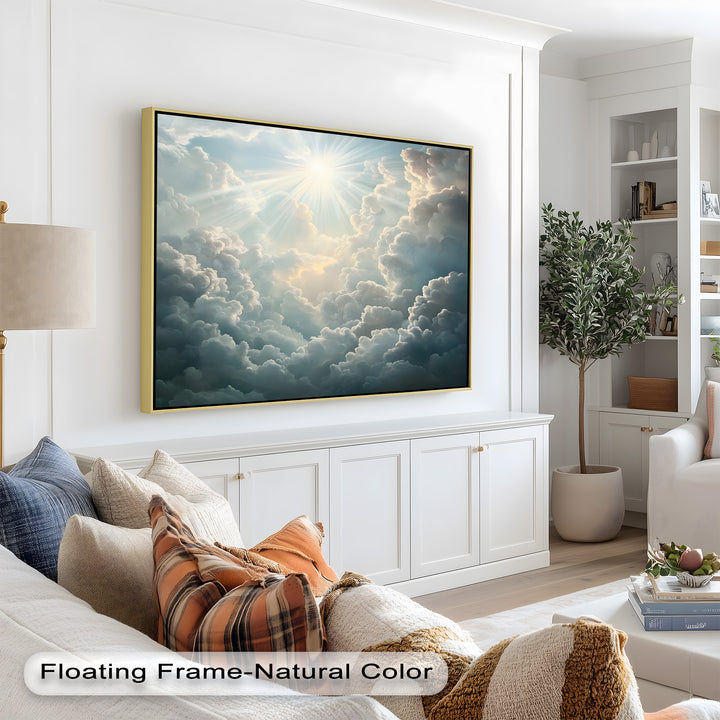 Sonne scheint durch Wolken – Ölgemälde „Strahlender Himmel“