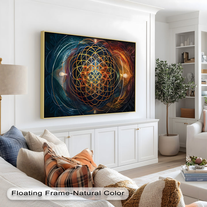 Spiritual Wall Art-Sacred Geometry Flower of Life Oil Painting