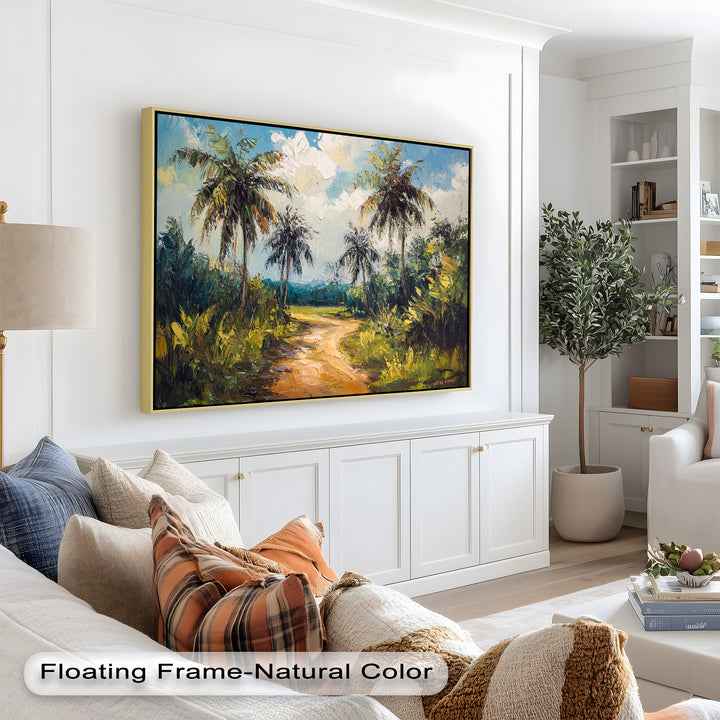 Tropical Pathway with Palm Trees – Impressionist Oil Painting