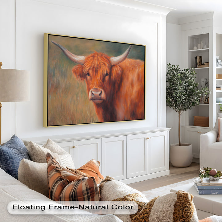 Highland Cow Oil Painting – Warm Animal Wall Art